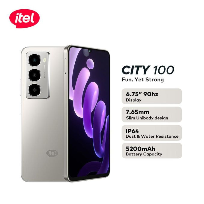 Brand New itel City 100 7.65mm" Slim Design 5200mah Android 128/6+12gb