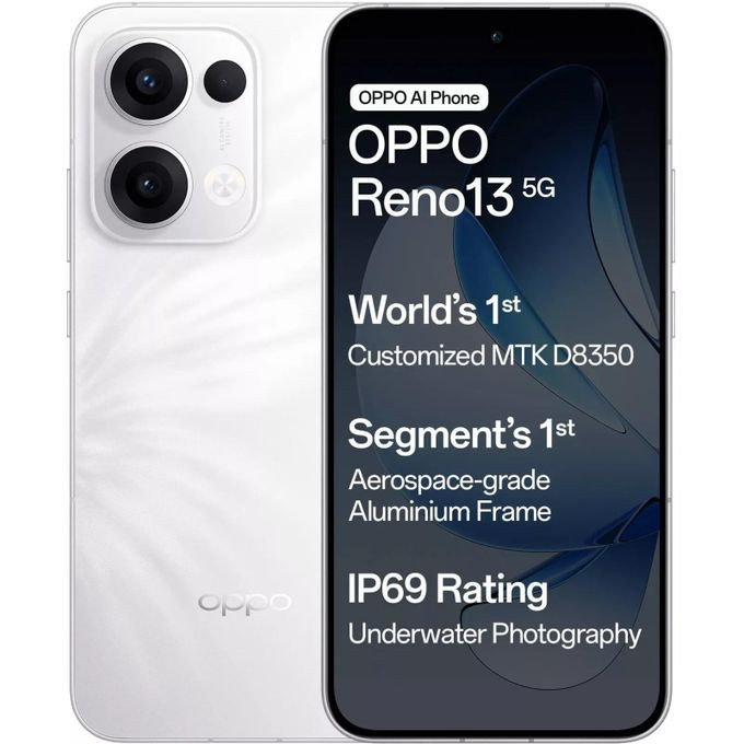 Brand New Oppo Reno 13 5G - 6.59" (256GB/12GB) Dual SIM, Fingerprint, 5600mAh - White